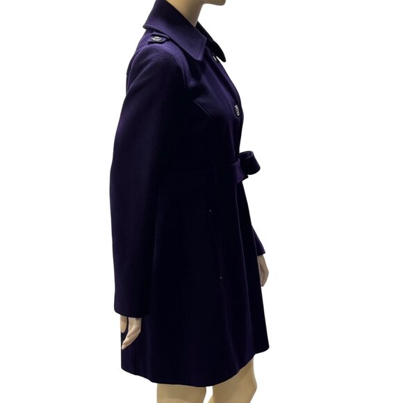 Kenneth Cole Women's Wool Blend Purple Belted OverCoat Size 10 - Picture 3 of 16